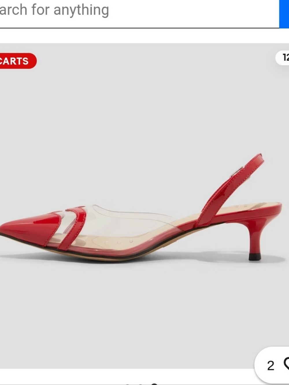A New Day Red Patent PVC Heart Detail Kitten Heel Slingbacks NWT Sz 8.5 - Picture 2 of 7